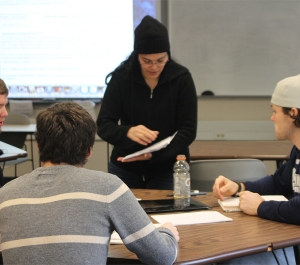 Professor working with students